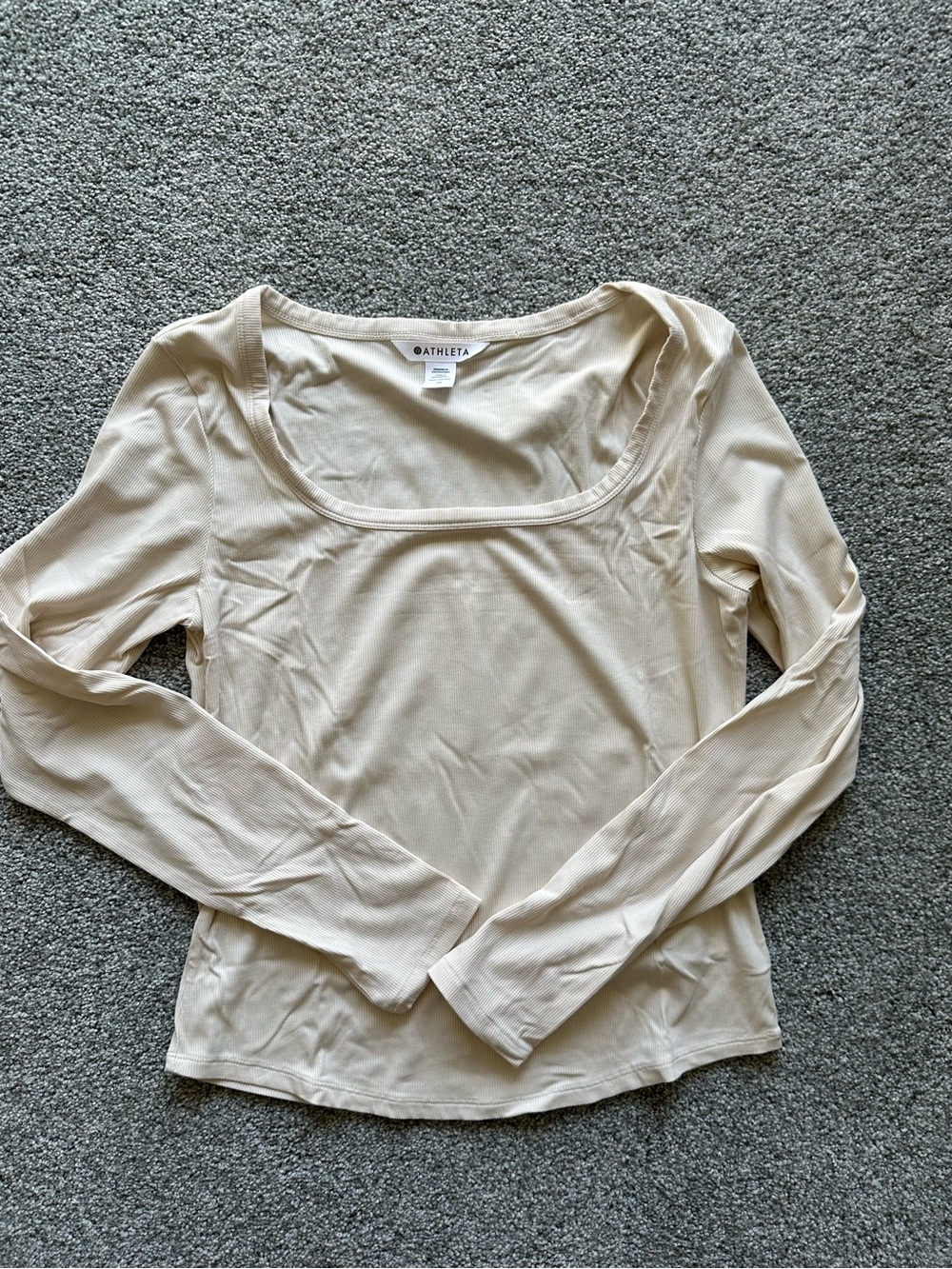 Athleta Women's Ribbed Long-Sleeve Scoop Neck Top - Cream